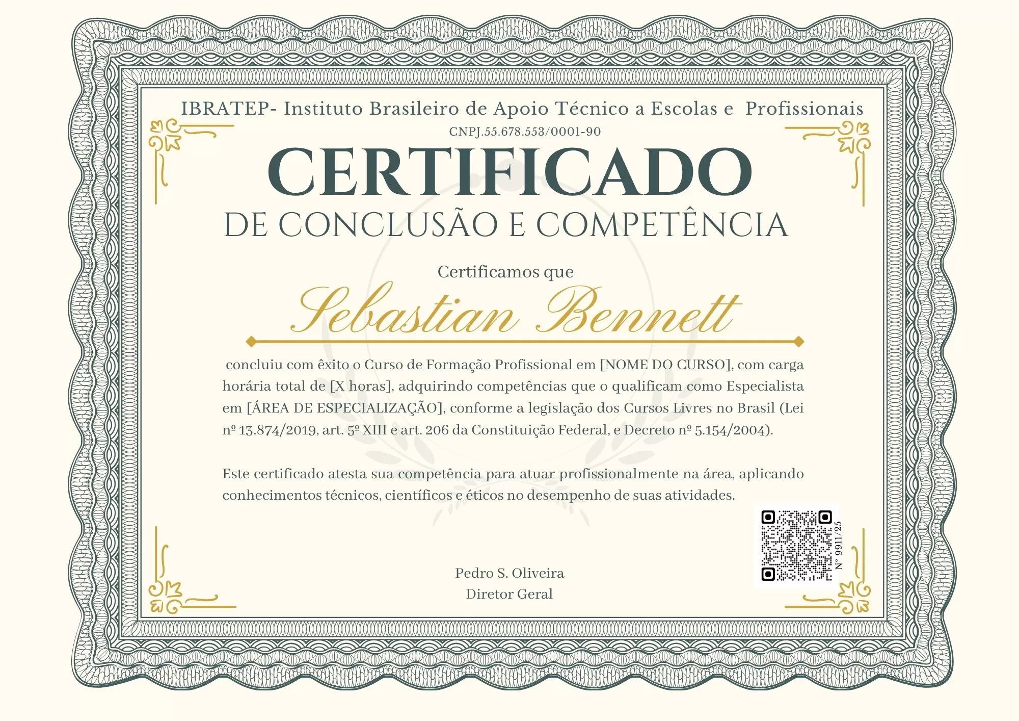 Modelo de Certificado Escola Premium